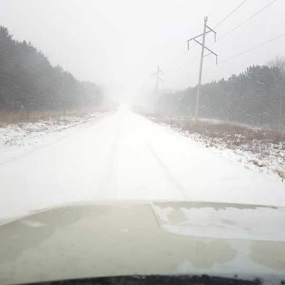 Driving in a bad winter snowstorm