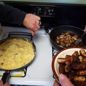 30 scrambled eggs and 4 pounds of sausage for breakfast,
